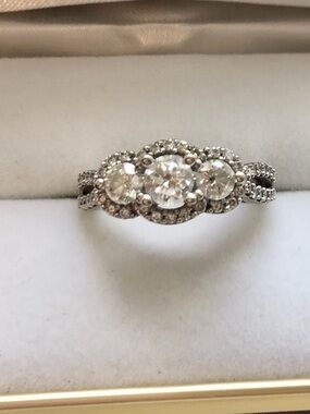 1.5 ctw Diamond White Gold Ring Engagement Anniversary Wedding 3 Stone